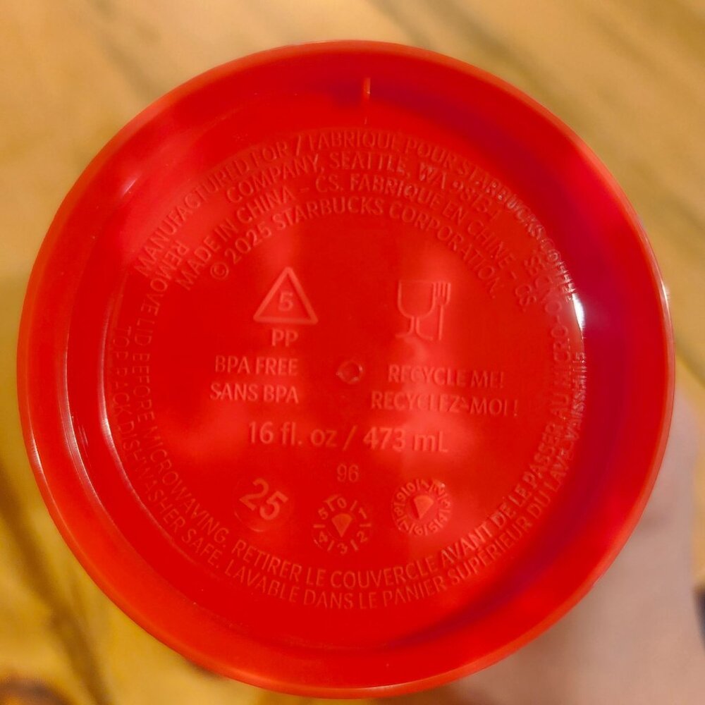 Starbucks 2025 Limited Edition Reusable Red Cup 12 oz Hot Cold With Lid New - Picture 5 of 5